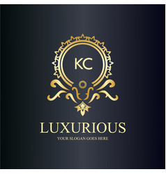 Kc Letter Initial With Royal Luxury Logo Template