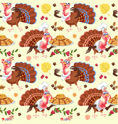 Seamless Pattern Cartoon Thanksgiving Turkey