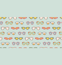 Sunglasses Seamless Pattern In Retro Groovy Hippie