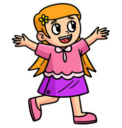 Earth Day Happy Girl Cartoon Colored Clipart