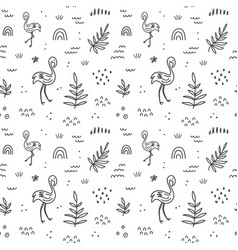 Flamingo Birds Seamless Pattern