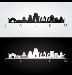 Salem India Skyline And Landmarks Silhouette