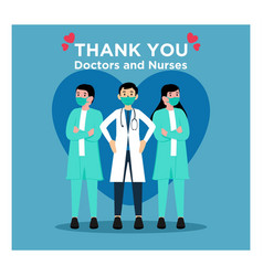 Thank You Doctor And Nurses Background In Flat