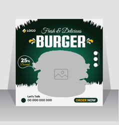 Burger Food Social Media Post Design Template