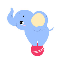 Cute Baby Elephant Character With Trunk Balancing