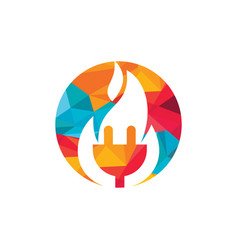 Electrical Plug With Fire Icon Logo Design