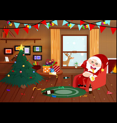 Santa Claus Drunk On Christmas Night Flat