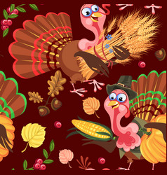 Seamless Pattern Cartoon Thanksgiving Turkey