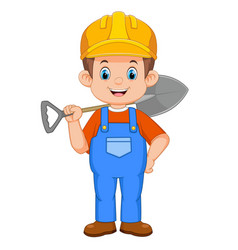 A Construction Worker Holding Shovel