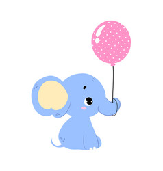 Cute Baby Elephant Character With Trunk Sitting