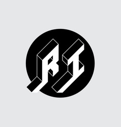 R And I - Monogram Or Logotype Isometric 3d Font