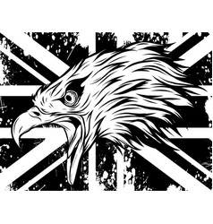 Monochrome Head Eagle On England Flag