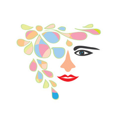 Woman Face Floral Decoration Abstract Design