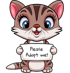 Cute Cat Cartoon With Text Banner Please Adopt Me