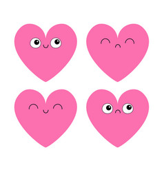 Happy Valentines Day Pink Heart Emoji Icon Set