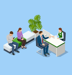 Isometric Bank Office Bank Employees Sitting