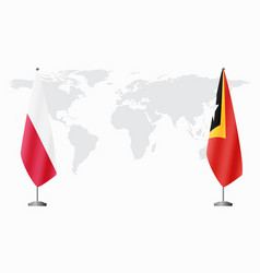 Poland And East Timor Flags For Official Meeting