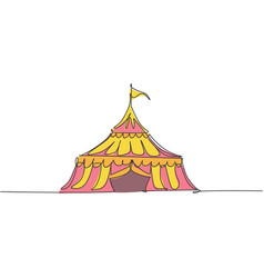 Single Continuous Line Drawing Circus Tent