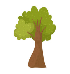 Cartoon Style Green Tree With A Thick Brown Trunk