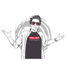 Cool Guy T Shirt Template Line Art