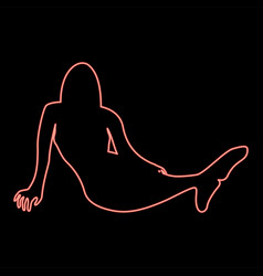 Neon Mermaid Red Color Image Flat Style