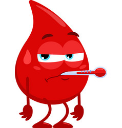 Sick Red Blood Drop Cartoon Character