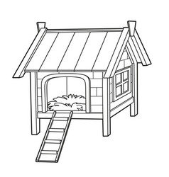 Wooden Chicken Coop With Ladder Outlined