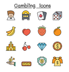 Gambling Color Line Icon Set