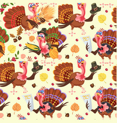 Seamless Pattern Cartoon Thanksgiving Turkey