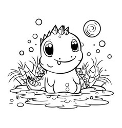 Cute Dinosaur In The Water Coloring Book