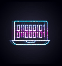 Glowing Neon Line Binary Code Icon Isolated