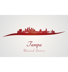 Tampa Skyline In Red