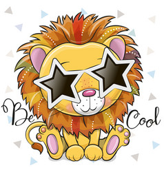 Cartoon Cute Lion With Sun Glasses In The Shape