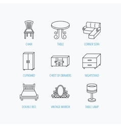 Corner Sofa Table And Cupboard Icons