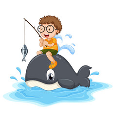 Cute Boy Riding On Whale