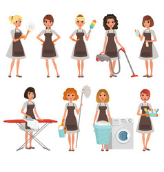 Set Of Housewives With Different Equipment