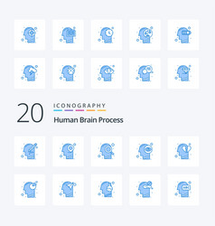 20 Human Brain Process Blue Color Icon Pack Like