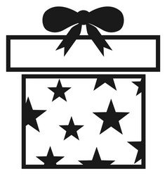 Giftbox In Star Wrapping Paper Present Black Icon