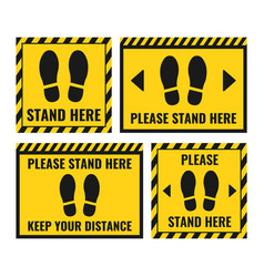 Please Stand Here Sign Set Checking Place Floor