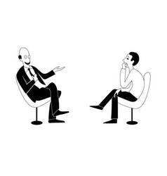 Two Men Are Talking Black Outline Image