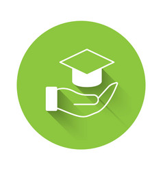 White Education Grant Icon Isolated With Long