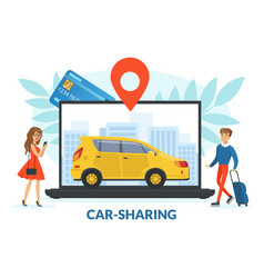 Carsharing With Young Man And Woman Renting Car