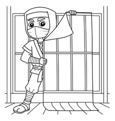 Ninja Hiding Coloring Page For Kids