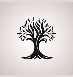 Black Silhouette Tattoo Of A Tree On White