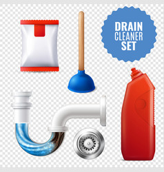 Drain Cleaner Transparent Icon Set