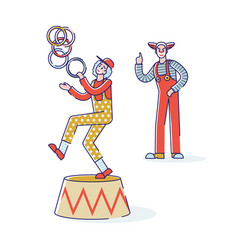 Funny Clown Juggling With Rings Circus Characters