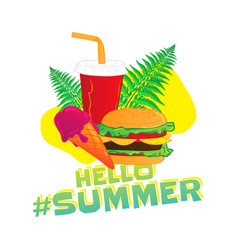 Hello Summer Popular Hashtag Fast Food Sticker