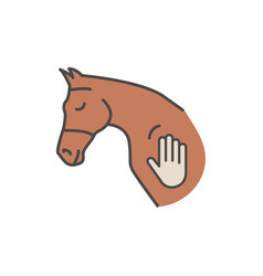 Icon Of Horse Head And Human Hand Touch Concept