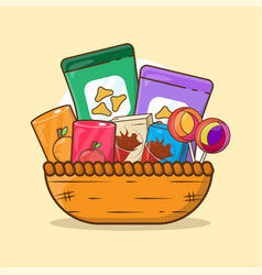 Basket With Snack Isolated With Icon