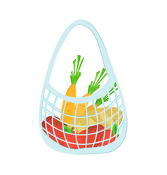 Mesh Or Net Bag Full Of Vegetables Isolated